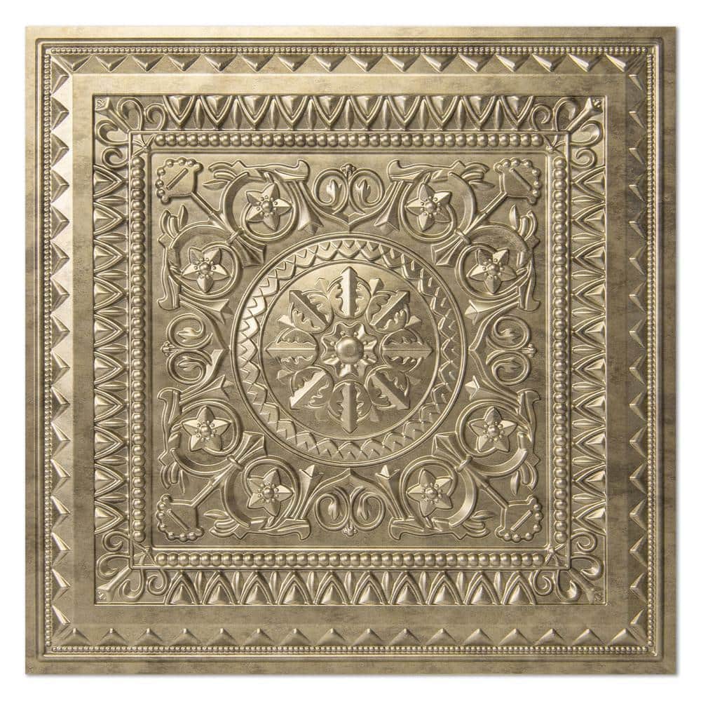 Art3dwallpanels Antique Gold ft. x ft. Decorative PVC Drop In Ceiling  Tile, Glue up Ceiling Tiles (48 A109hd06AG The Home Depot