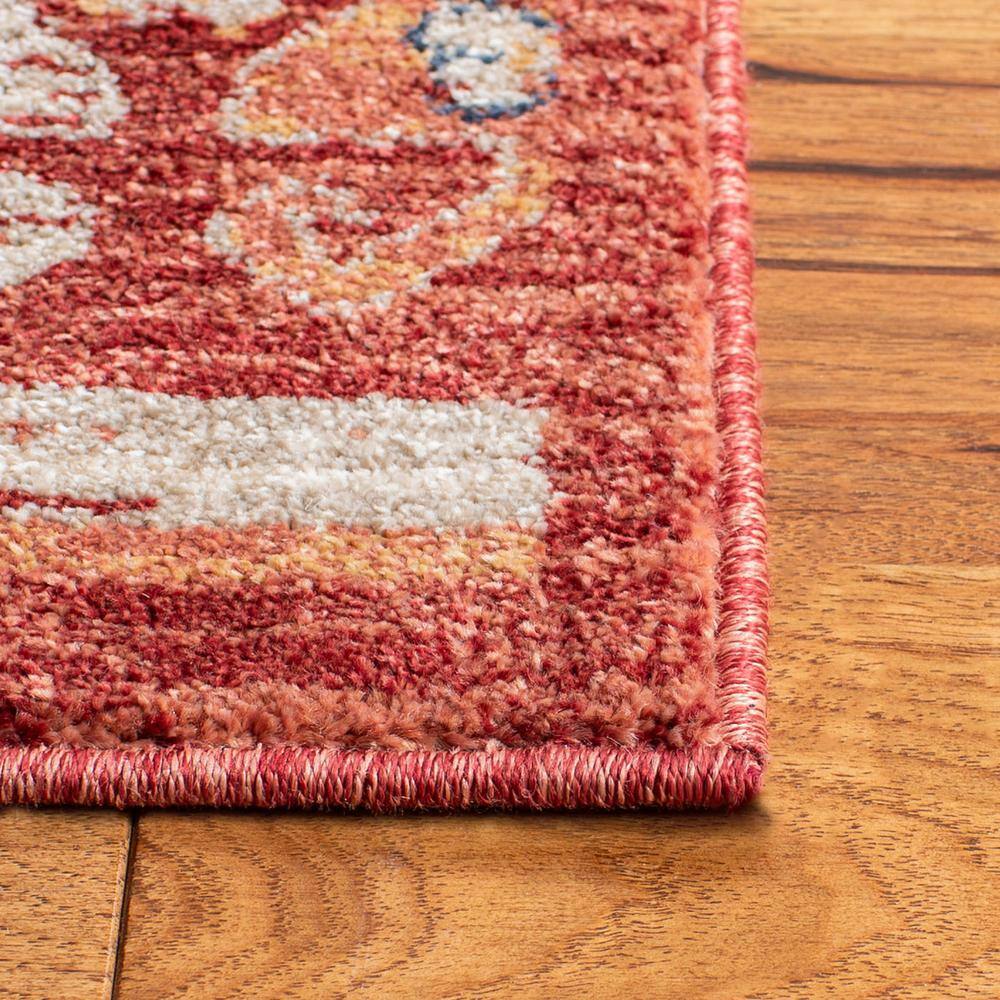 Rust and Ivory Synthetic 9' x 12' Stain-Resistant Area Rug