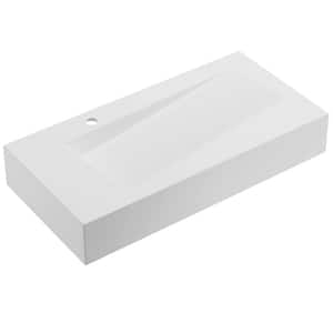 36 in. Wall-Mount or Countertop Bathroom with Diamond Bowl Solid Surface in Matte White