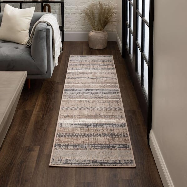 Payette Brown 2 ft. 1 in. x 5 ft. Transitional Striped Linear Runner Rug