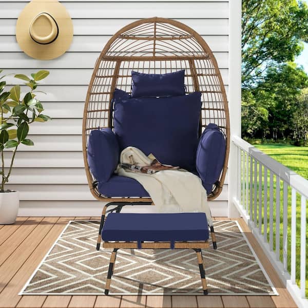 Wicker Outdoor Egg Chair, Rattan Lounge Chair Indoor Outdoor