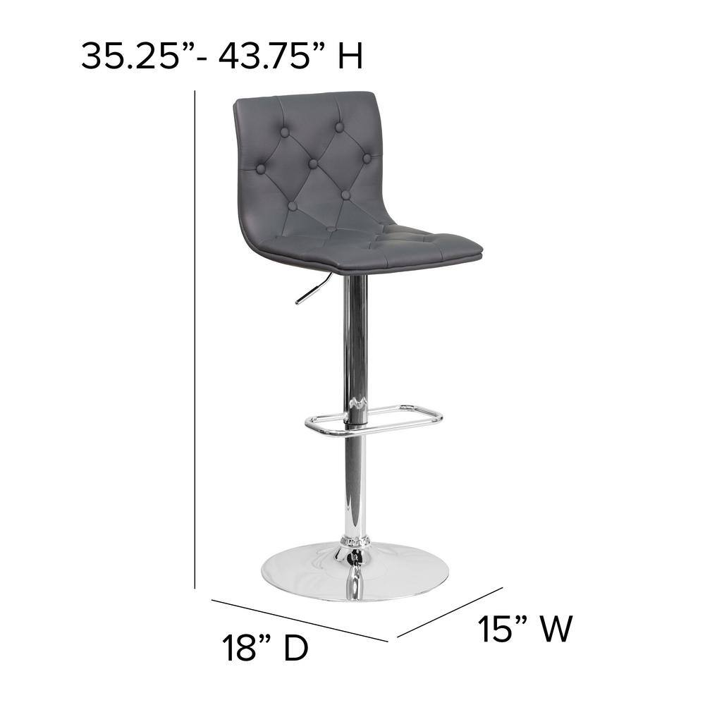 Gray Adjustable Swivel Barstool with Chrome Base
