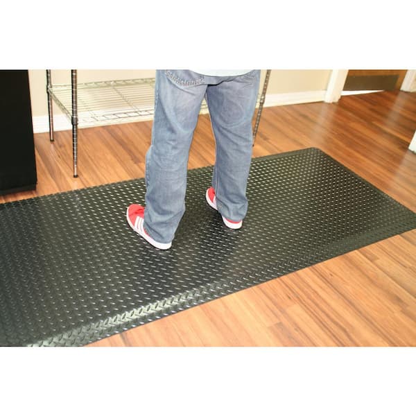 Rhino Anti-Fatigue Mats Industrial Smooth 4 ft. x 4 ft. x 1/2 in. Commercial Floor Mat Anti-Fatigue, Black IS48X4