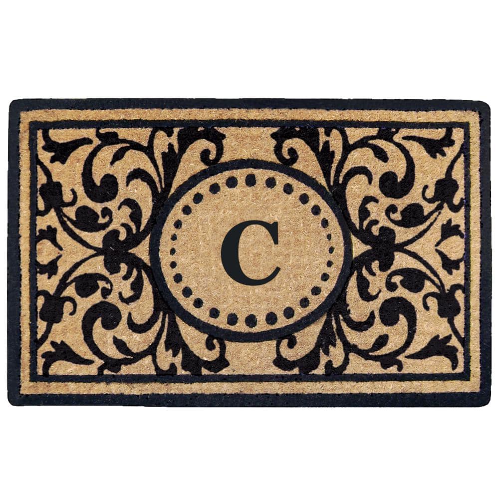 Heavy Duty Black 22 in. x  36 in. Coir Heritage Monogrammed C Indoor Outdoor Door Mat price history on PriceWatchPro