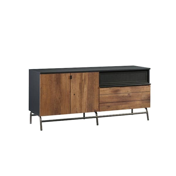 SAUDER Boulevard Cafe Black and Vintage Oak Entertainment Credenza