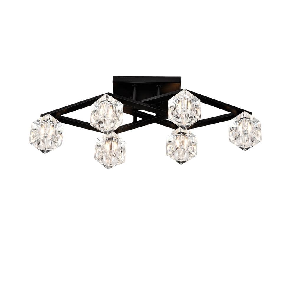 6-Light Crystal Pendants Ceiling Light, Modern Matte Black Ceiling Lamp with Light Fixture (6-G9 Bulbs Included) price history on PriceWatchPro