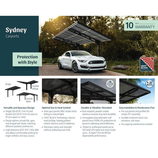 CANOPIA by PALRAM Sydney Wave 20 ft. x 20 ft. Black/S.Gray Double