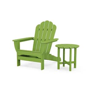 Lime 2-Piece Plastic Patio Conversation Set in Oversized Adirondack Chair with Side Table Monterey Bay