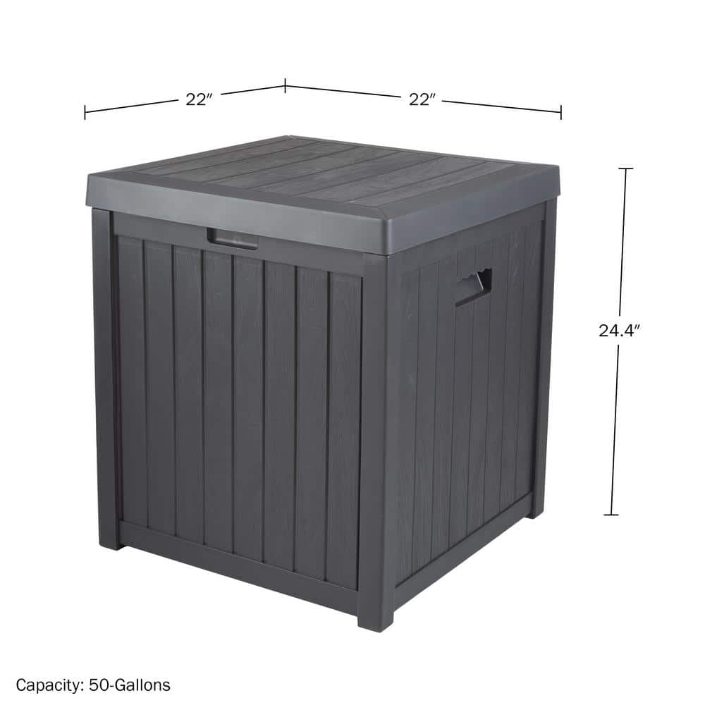 Gray 50-Gallon Lockable Plastic Deck Storage Box