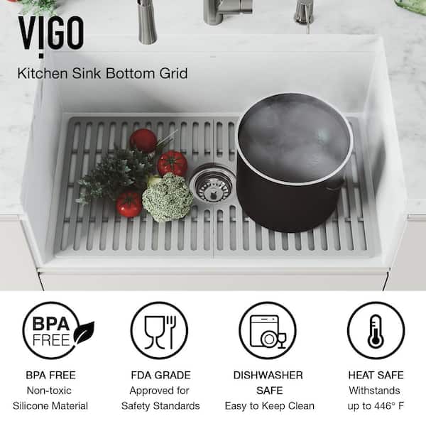 Matte Stone White Composite 33 in. Double Bowl Farmhouse Apron-Front Kitchen Sink Set with Strainers and Silicone Grids Matte Stone White Composite 33 in. Double Bowl Farmhouse Apron-Front Kitchen Sink Set with Strainers and Silicone Grids