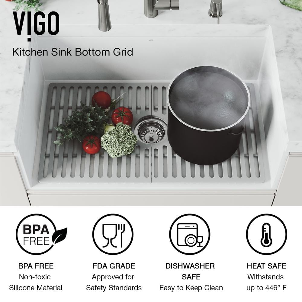 Gray Silicone 32" x 15" Bottom Sink Grid