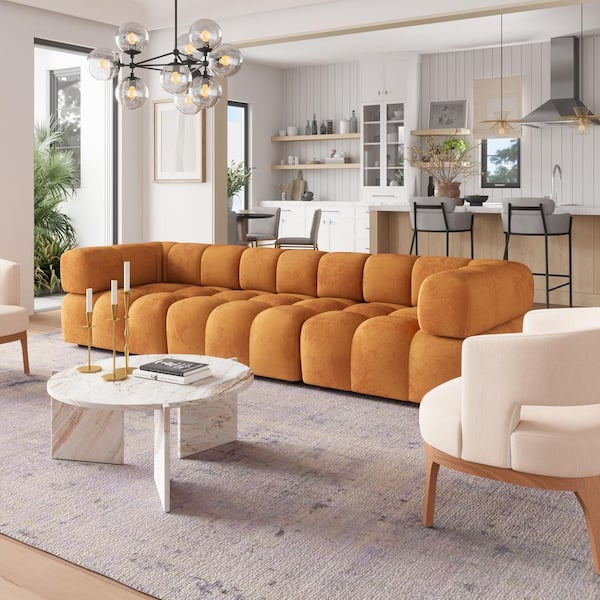 ZUO Rist 39.8 in. W Straight Armless Velvet Square Modern Sofa in Brown