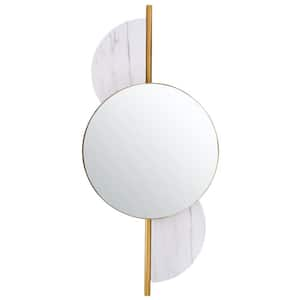 Laurelle 16 in. W x 35 in. H Iron Round Modern Gold/White Wall Mirror