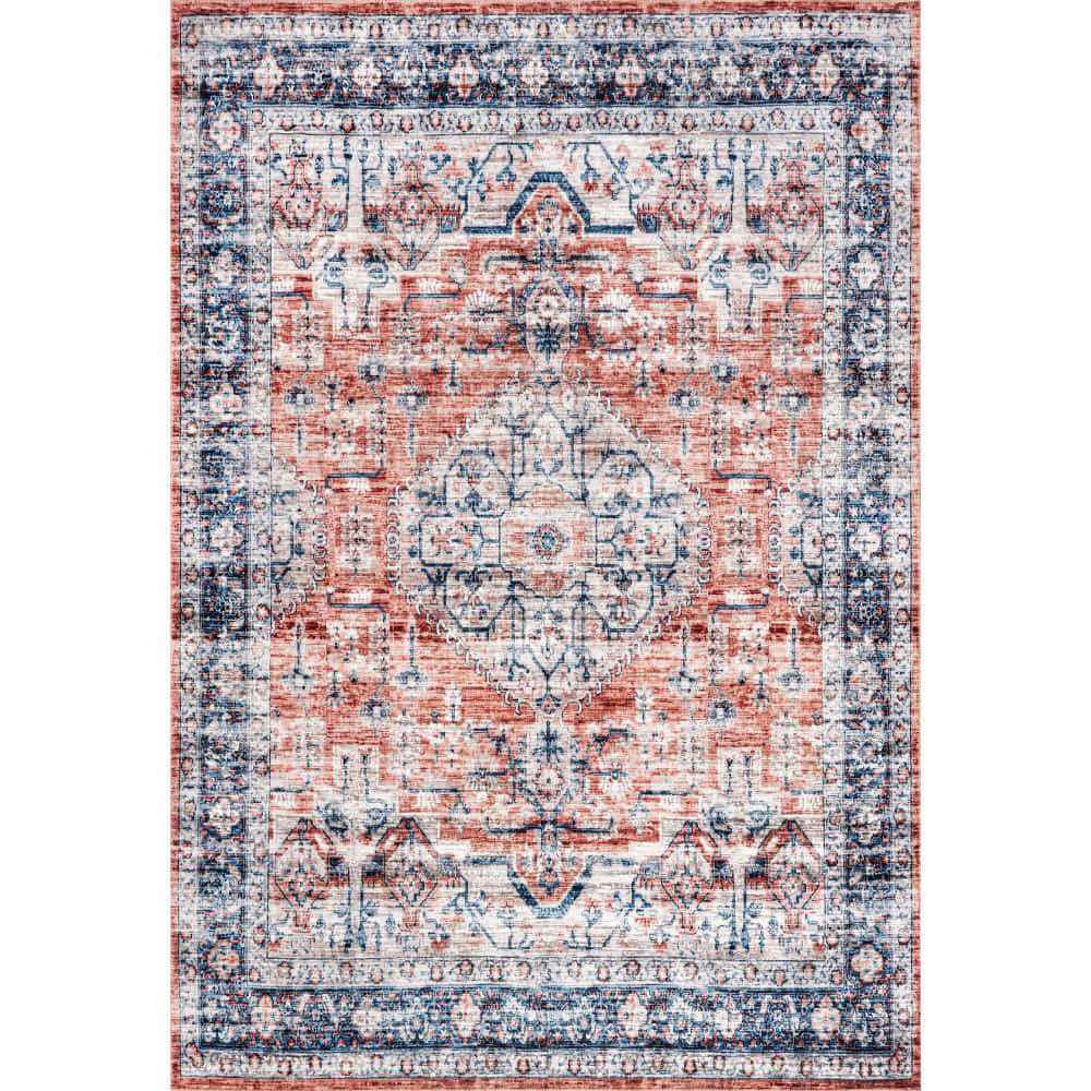 ROUMAN！ nuLOOM Rina Faded Persian Machine Washable Rust 5 ft. x 8 ft. Area