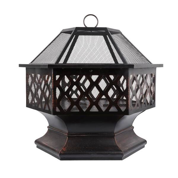Willit 24.4 in. Outdoor Steel Fire Pit in Black