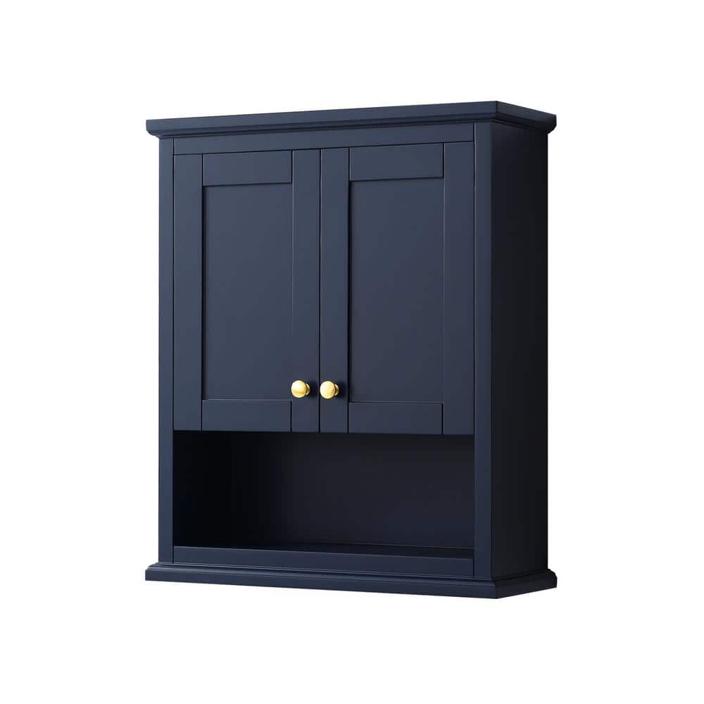 Avery Dark Blue and Gold Solid Wood Wall-Mounted Bathroom Cabinet