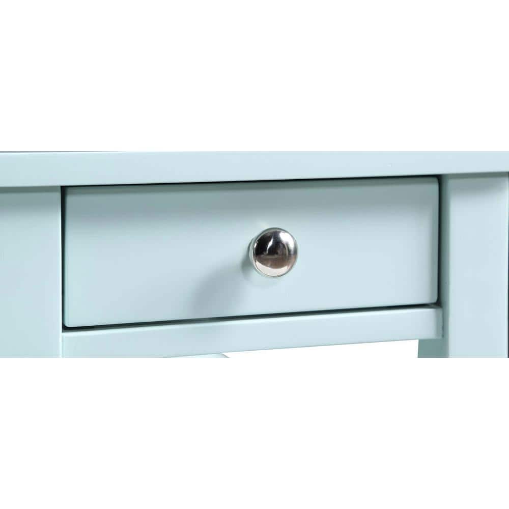 Sea Foam Blue Wood Chairside End Table with Storage