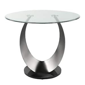 Anselm Modern Sliver Glass 42 in. Pedestal Round Dining Table Seats 4
