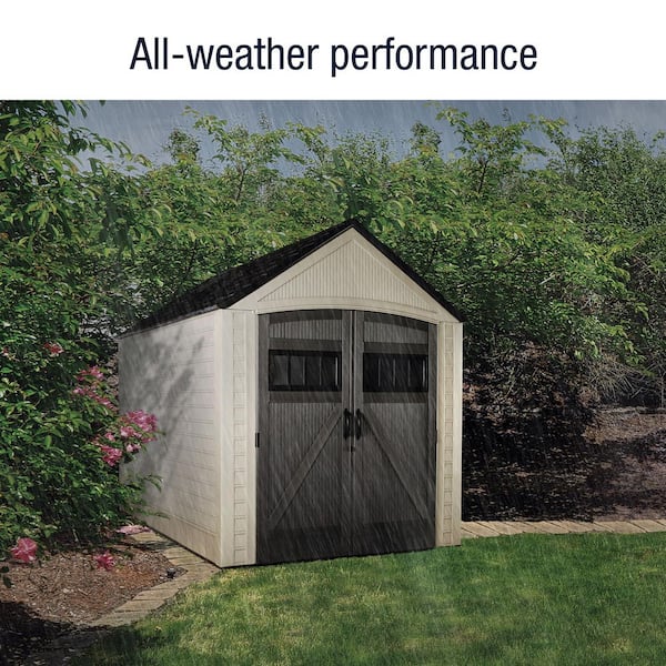 Rubbermaid 7- ft. x 10- ft. Roughneck Brown Gable Resin Outdoor