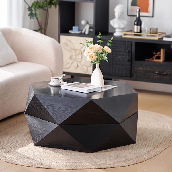 Noble House Stacey 36.61 in. Black Specialty Wood Coffee Table