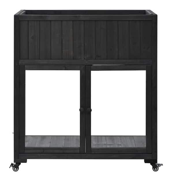 Unbranded 35.4 in. W x x17. 7 in. D x 37.4 in. H Wood Mini Greenhouse, Garden Wood Cold Frame, Black