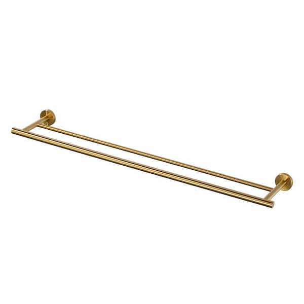 32 in. Stainless Steel Double Towel Bars for Bathroom, Wall Mount Towel Holder in Gold