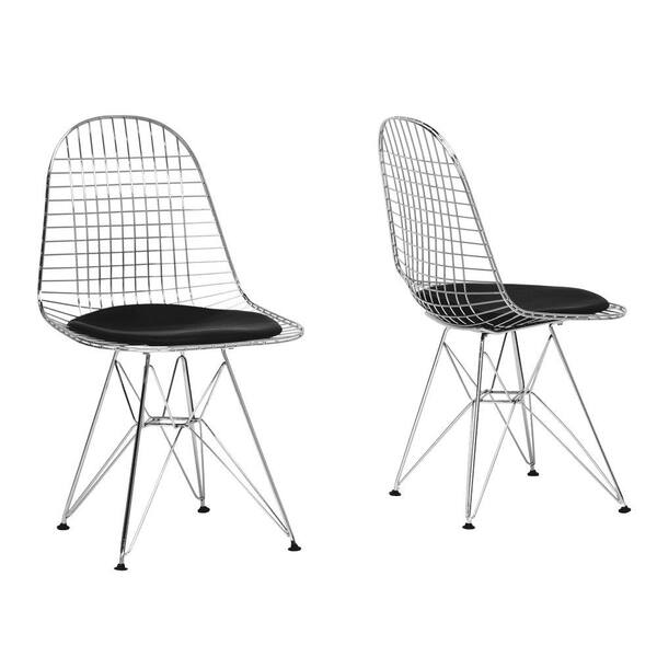 Baxton Studio Avery Chrome Steel Wire Dining Chairs (Set of 2)