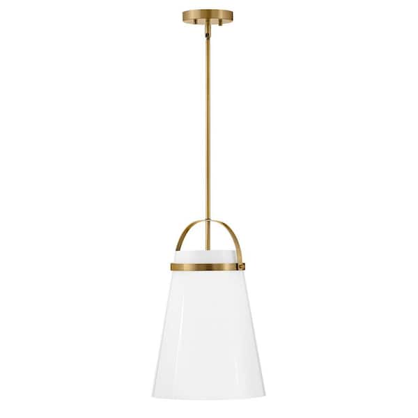 Tori Lacquered Brass+ Cased Opal Glass Pendant Light