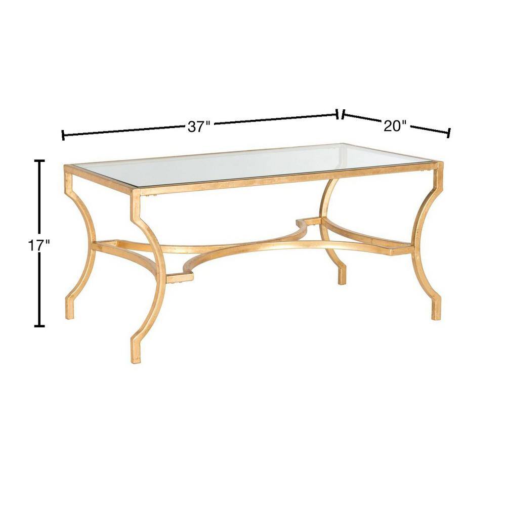 Alphonse Gold Rectangular Metal and Glass Coffee Table