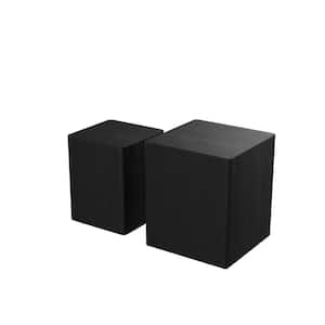 Black MDF Square Outdoor Side Table (2-Piece)