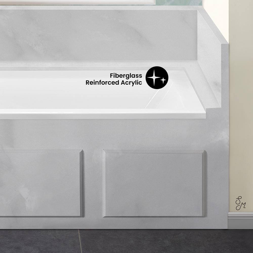 Voltaire 60" x 32" White Acrylic Alcove Bathtub with Jets