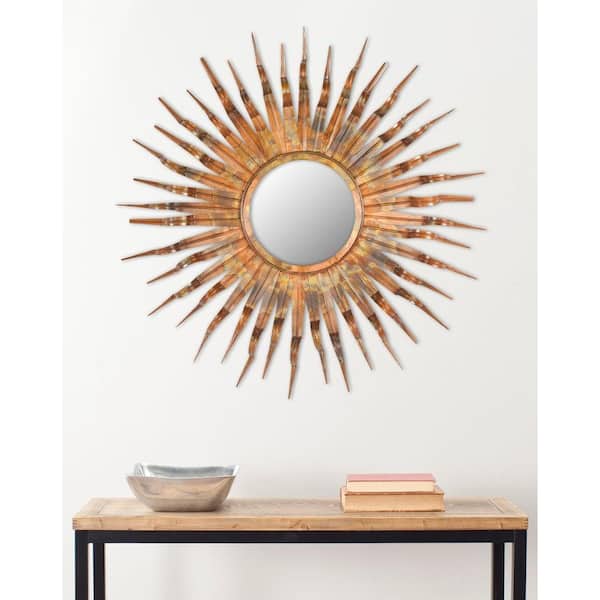 Sun 37 in. x 37 in. Iron and Glass Framed Mirror