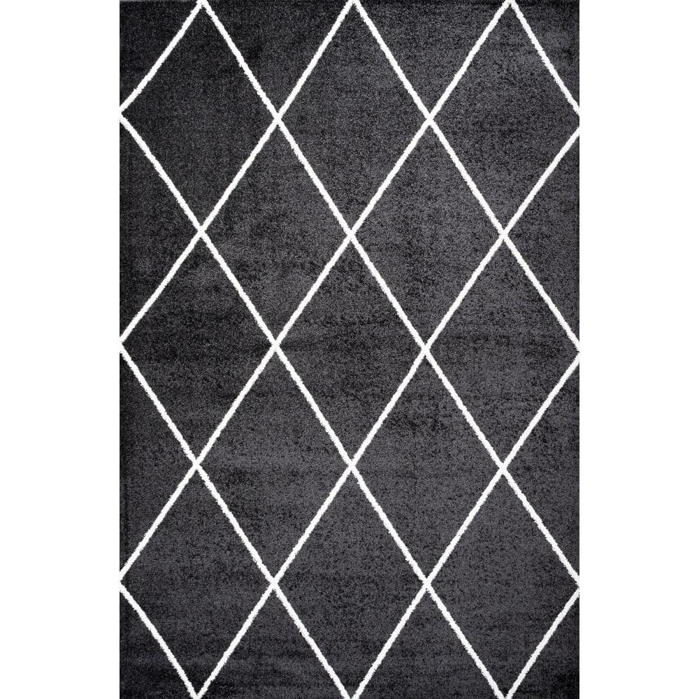 Cole Black and White Diamond Trellis 4' x 6' Area Rug