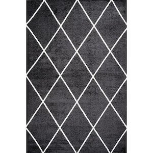 Cole Minimalist Diamond Trellis Black/White 4 ft. x 6 ft. Area Rug