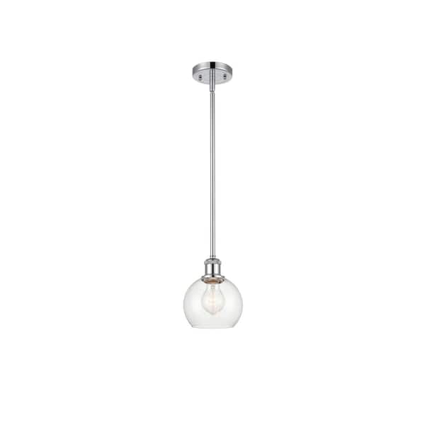 Athens 60-Watt 1 Light Polished Chrome Shaded Mini Pendant Light with Clear glass Clear Glass Shade