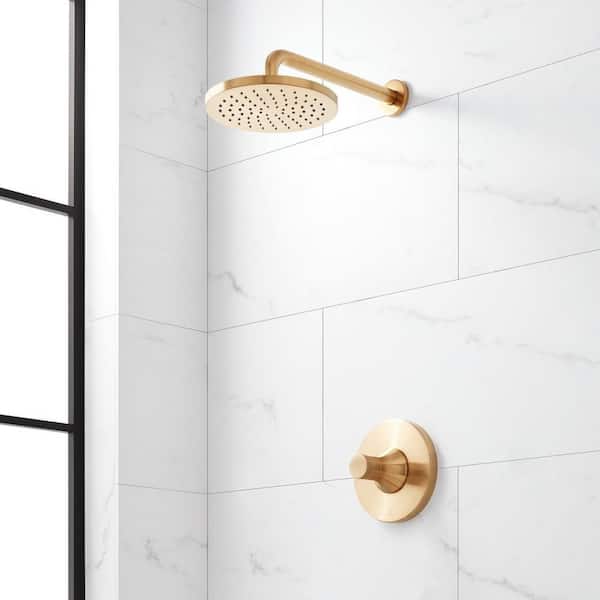 SIGNATURE HARDWARE Lentz Single Handle 1-Spray Shower Faucet 1.8 GPM with Pressure Balanced in. Brushed Gold