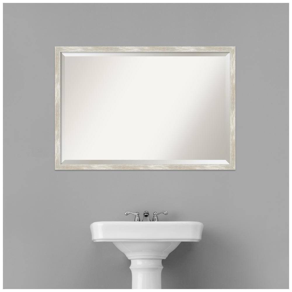 Crackled Metallic 44'' Silver Rectangular Vanity Wall Mirror