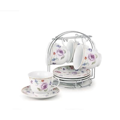 Panbado Bone China 6.8oz Coffee Tea Cup and Saucer Set with Spoon, Set of 3 - Sleeping Beauty