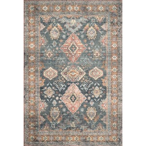 Skye Sea/Rust 5 ft. x 7 ft. 6 in. Printed Boho Vintage Area Rug