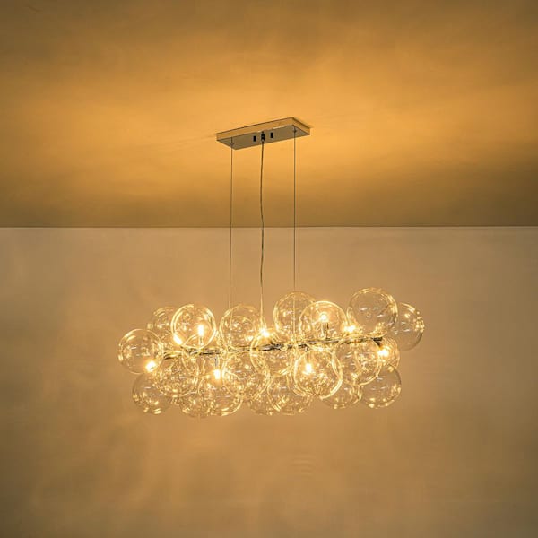 LLHZSY Dvorakova 42.13 in. 10-Light Chrome Linear Bubble Cluster