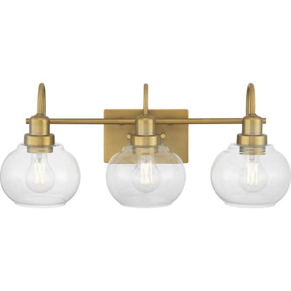 Home Decorators Collection Halyn 23 In, Aged Brass Bathroom Light Fixtures