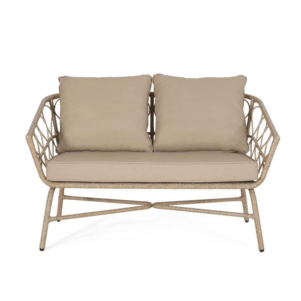 Bruce Wicker Outdoor Loveseat with Water-Resistant Brown Cushions Durable Construction Easy to Install price history on PriceWatchPro