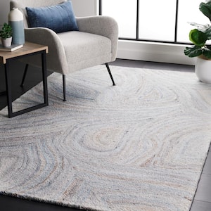 Abstract Beige/Blue 4 ft. x 6 ft. Abstract Beige/Blue Eclectic Area Rug