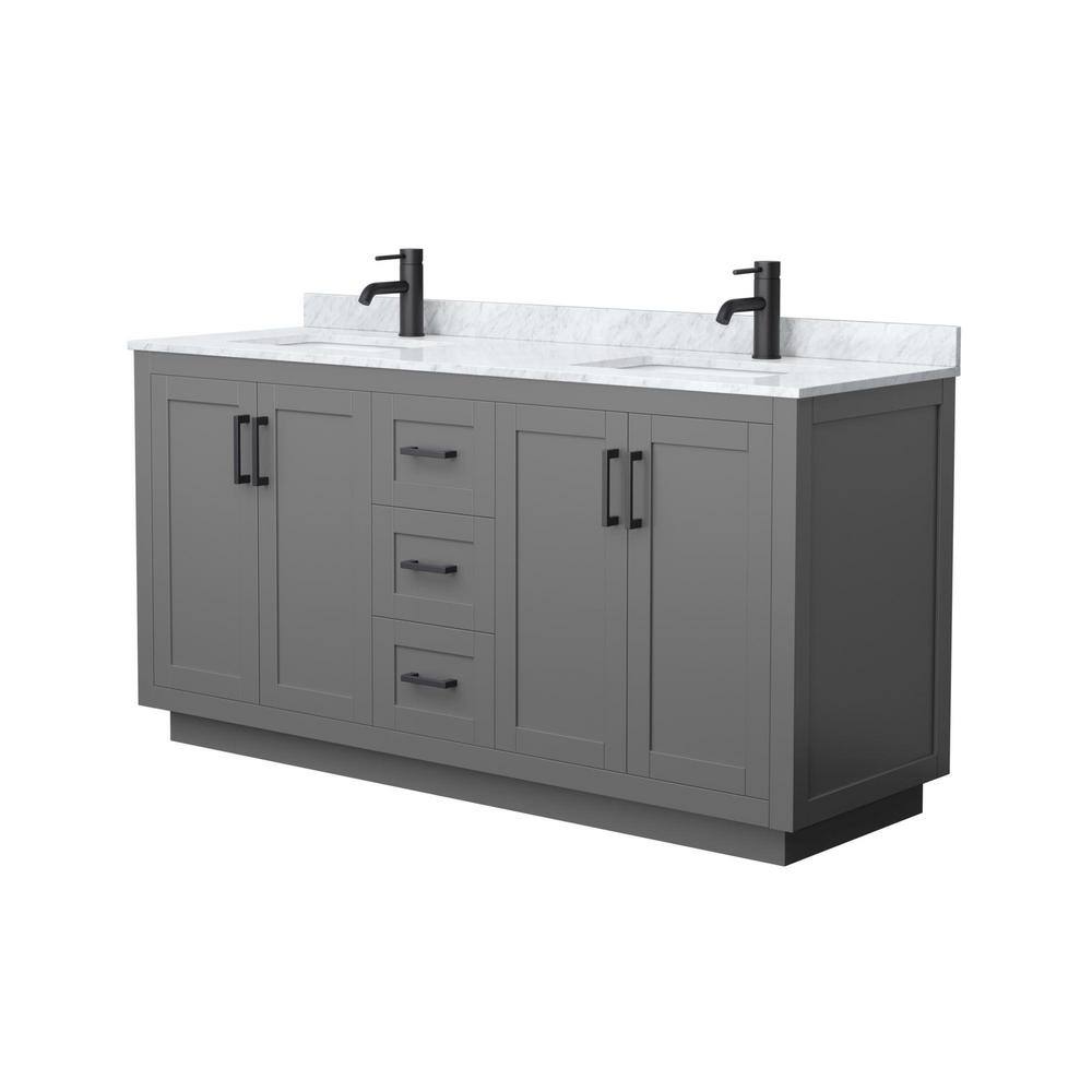 Miranda 66'' Dark Gray Double Bathroom Vanity with Marble Top