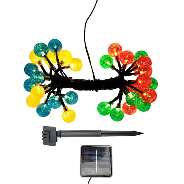 LUMABASE Solar Powered Crystal Ball String Lights - Multicolor