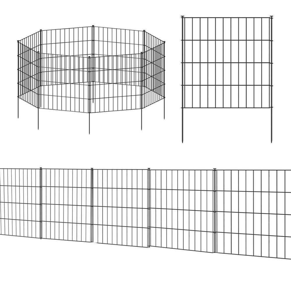 Metal Garden Fence 28in Height x 18.7ft Length 8 Panels 9 Stakes Dog Animal Barrier Black No Dig Yard Fencing price history on PriceWatchPro