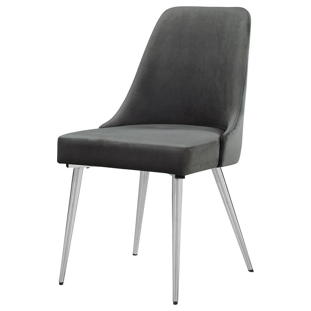 Gray Upholstered Metal High Back Side Chair