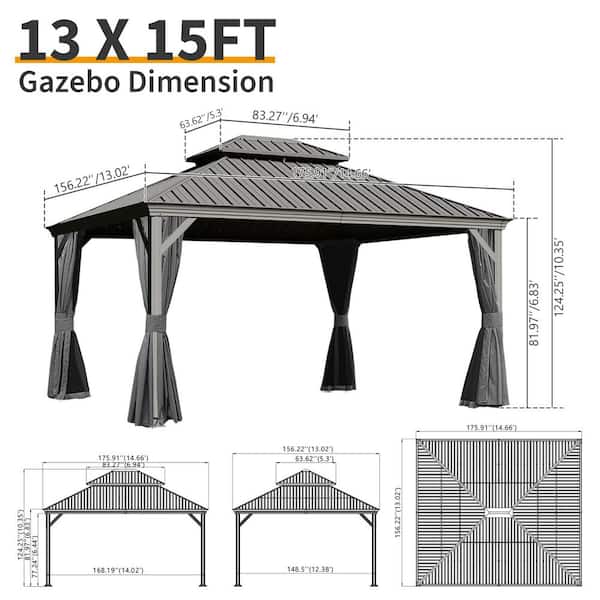 domi outdoor living 13 ft. x 15 ft. Hardtop Gazebo with Steel