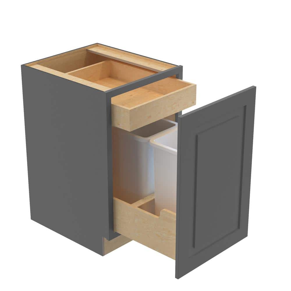 Grayson 21 in. W x 24 in. D x 34.5 in. H Assembled Plywood Trash Can Kitchen Cabinet in Deep Onyx with Soft Close price history on PriceWatchPro