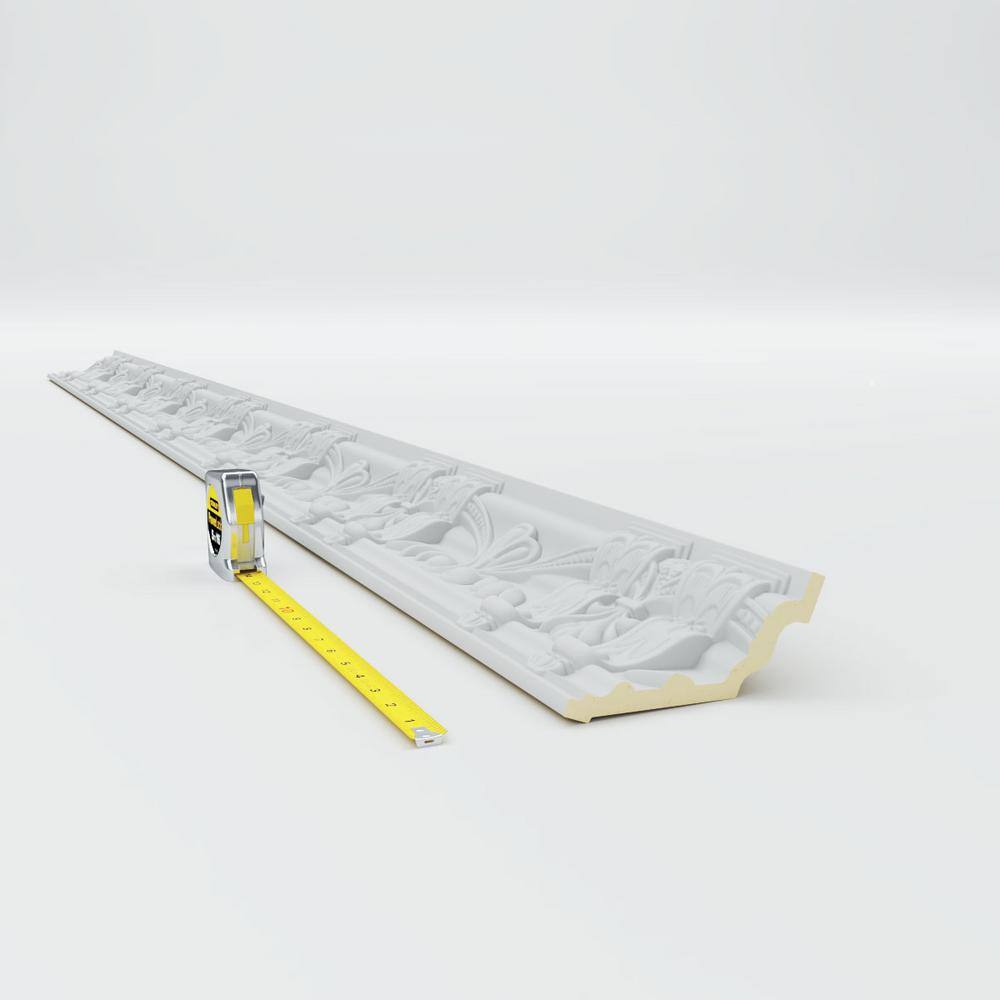 Elegant White Polyurethane Crown Moulding with Ornate Design